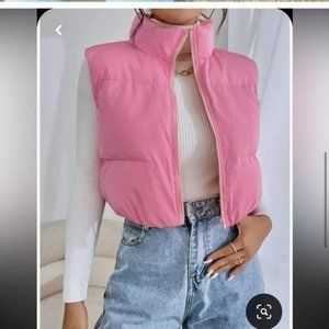 ZARA REVERSIBLE QUILTED VEST IN BUBBLE GUM
